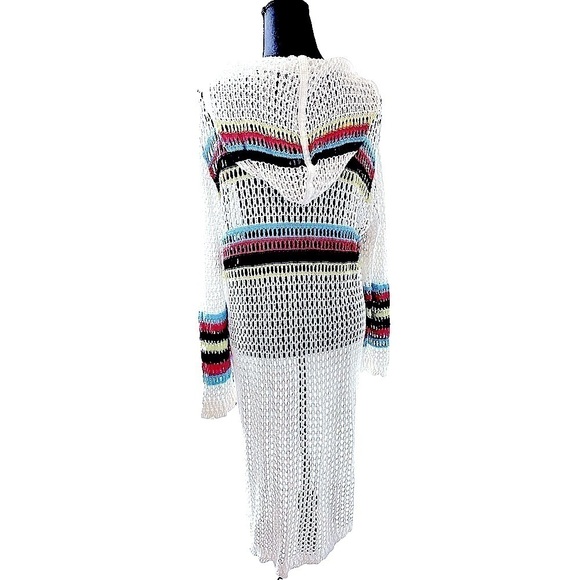 Crochet Duster White Oversized No Closure Hood NWOT Med…Balletcore Boho … - Picture 8 of 10